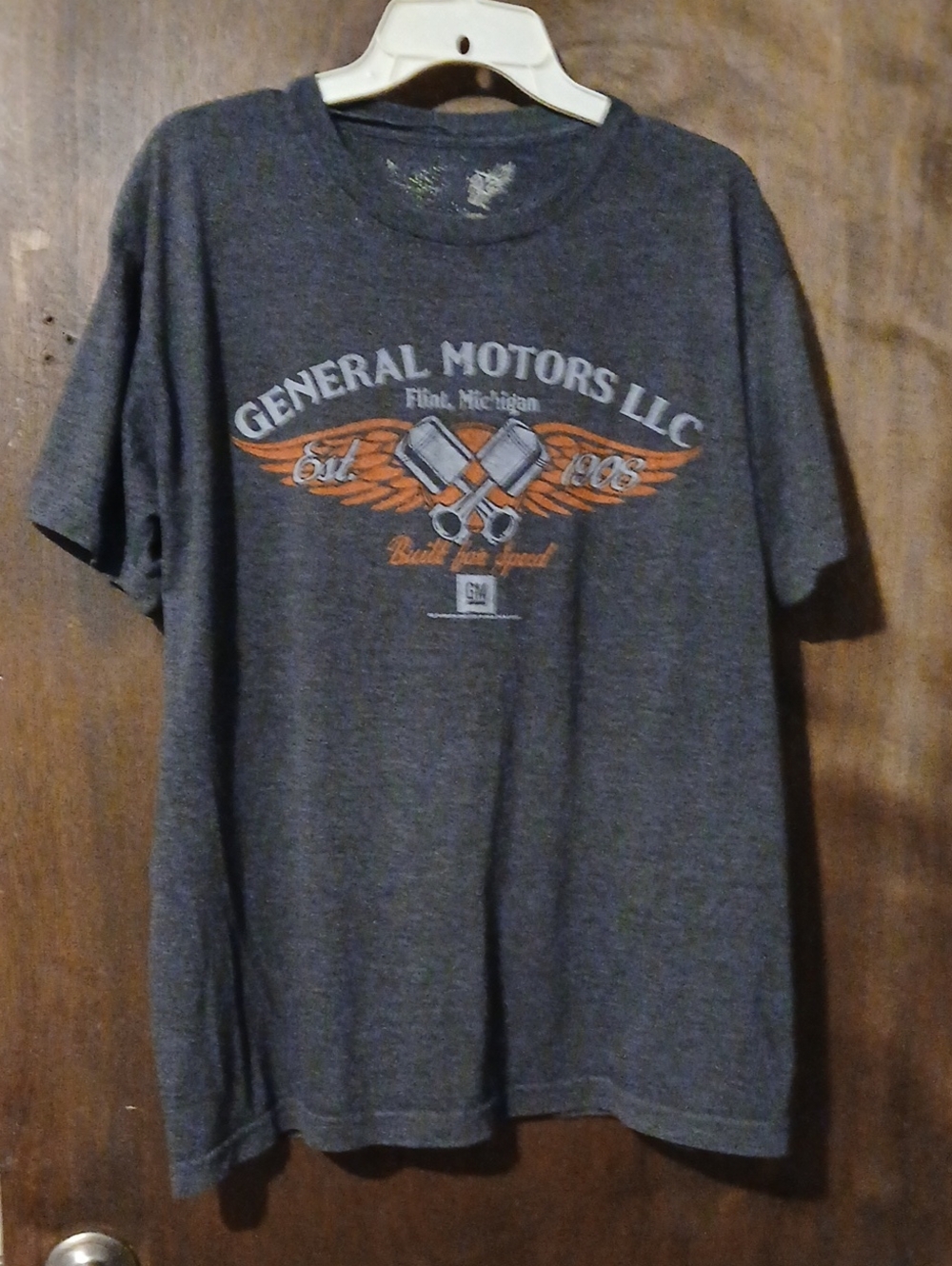 Savvy Gray Short Sleeve General Motors Graphic Tee with Orange Accents